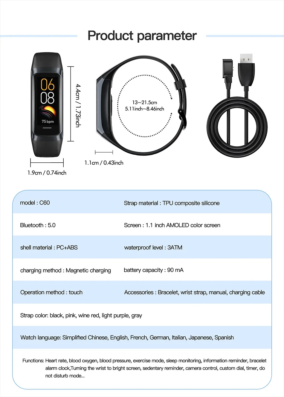 LIGE C60 AMOLED Smartwatch