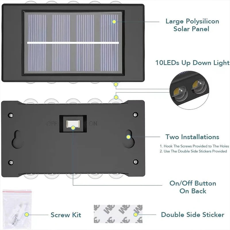 Solar Up Down Wall Light Outdoor