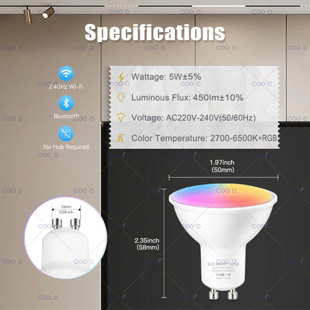 Tuya WiFi GU10 Smart LED Bulb