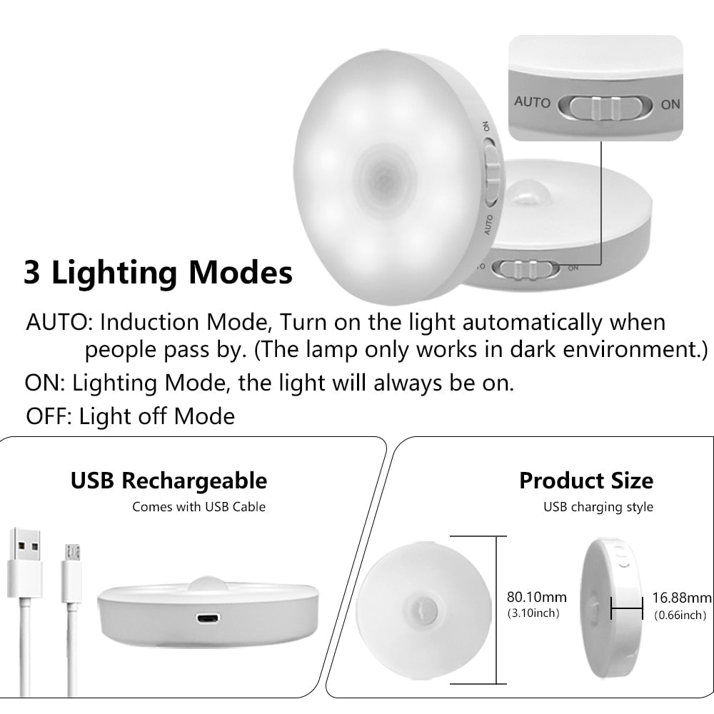 Round Motion Sensor LED Night Light